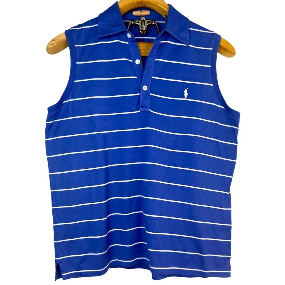 Ralph Lauren Polo Blue and White Striped Sleeveless Top Size: M